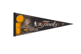 Vintage 2004 NBA Finals Lakers vs Pistons felt pennant with gold trophy and white script.