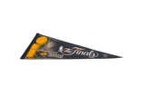 Angled view of the vintage 2004 NBA Finals felt flag pennant.