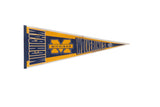 Vintage Michigan Wolverines felt flag pennant in classic blue and maize with the M logo.