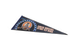 Vintage 2002 Stanley Cup felt pennant shown at an angle to display the full design.
