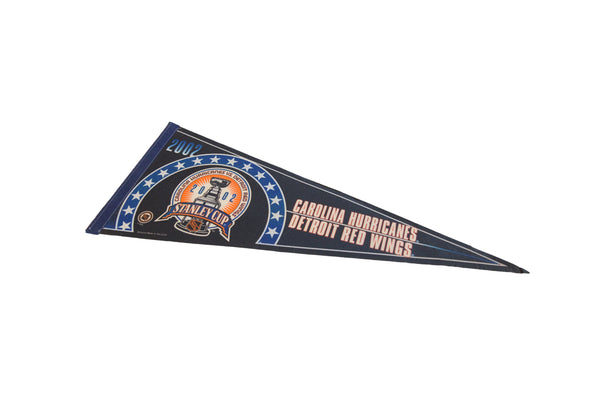 2002 Stanley Cup Carolina Hurricanes vs Detroit Red Wings Felt Flag Pennant // ONH Item 11374 Image 1