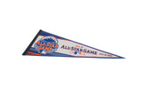 Angled view of the blue and orange 2013 MLB All Star Game felt flag pennant.