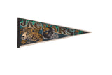 Vintage Jacksonville Jaguars felt pennant with jaguar head, helmet, and team name. 12x29 inches.