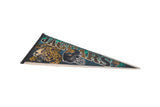 Vintage Jacksonville Jaguars felt pennant with gold jaguar head, helmet, and dark teal.