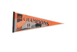 Vintage 1995 Detroit Red Wings Western Conference Champions felt pennant in orange, grey, and black.