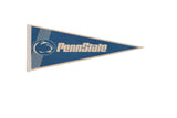 Vintage blue felt Penn State pennant with white Nittany Lion logo, 12x29.