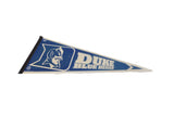 Vintage blue and white felt pennant displaying Duke Blue Devils mascot and name.