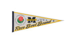 Vintage Michigan 2004 Rose Bowl felt pennant with blue and gold graphics and script.
