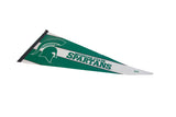 Vintage Michigan State Spartans felt pennant displayed at a slight angle.