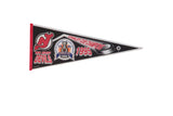 New Jersey Devils 1995 Stanley Cup felt pennant, black, red, and white, 12x29 inches.