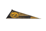 Iowa Hawkeyes logo inside a laurel wreath and gold lettering on the vintage felt pennant.