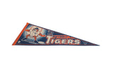 Vintage Detroit Tigers pennant with tiger mascot and orange felt edge.