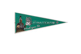 Michigan State Spartans felt pennant in green with vintage warrior and helmet graphics.