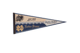 Vintage cream and navy blue West Point vs Notre Dame 2010 Yankee Stadium pennant, 12x29 inches.