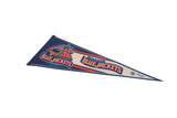 Angled view of the vintage Columbus Blue Jackets felt pennant showing team graphics.