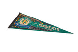 Michigan State Spartans felt pennant, Florida Citrus Bowl orange tree, Spartan helmet, and yard lines.