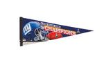 4-Time Super Bowl Champions New York Giants vintage felt pennant with helmet and football design.