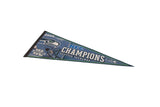 Left side of Seattle Seahawks 2005 pennant with team logo and Super Bowl XL text.