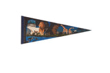 Vintage Detroit Zoo felt pennant with illustrated animals and a city skyline backdrop.