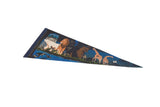 Angled view of the vintage Detroit Zoo felt flag pennant highlighting its colorful animal design.