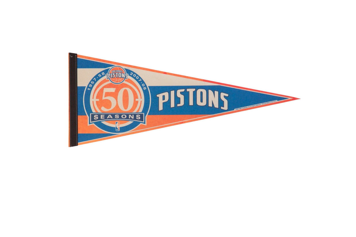 Detroit Pistons 50th Season Felt Flag Pennant // ONH Item 11452