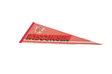 Vintage red and white felt pennant with Wisconsin Badgers logo and mascot.