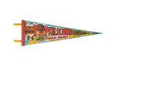 Vintage Fort Wilkins State Park Michigan felt pennant, colorful illustrative design, 8x25 inches.
