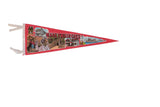 Vintage Mark Twain Cave felt flag pennant in red with classic souvenir illustrations.