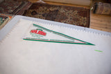 Vintage Papa Johns felt flag pennant measured with a ruler at 27 inches long.