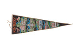 Vintage Kentucky Felt Pennant with colorful state landmarks, cardinal, and horse, 8 x 27 inches.