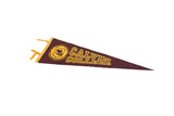 Gold lettering and emblem detail on a vintage Calvin College felt pennant.