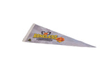 Angled view of the vintage Buffalo Wild Wings pennant showing its full length.