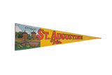 Vintage Saint Augustine Florida felt pennant, yellow with red text and City Gates art.
