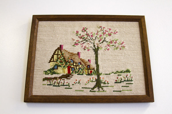 Cottage Needlepoint Art // ONH Item 1148