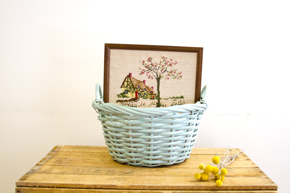 Cottage Needlepoint Art // ONH Item 1148 Image 1