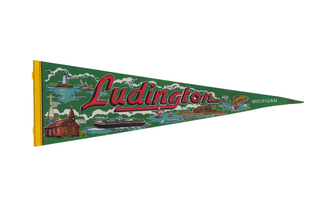 Ludington Michigan Felt Flag Pennant // ONH Item 11493
