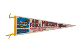 Vintage Air Force Museum Wright Patterson felt pennant, red text, colorful aircraft, 10x27 inches.