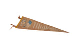 Midland Canada felt pennant with vintage flag graphic shown at a slight angle.