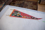 Red felt Virginia pennant displaying vibrant state iconography.