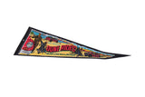 Vibrant retro illustration on a vintage Dune Rides Silver Lake pennant.