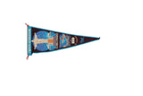 Vintage Corcovado Brazil felt pennant, Cristo Redentor statue in blue tones, 8x18.