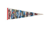 Vintage Niagara Falls Canada felt pennant with colorful retro landmark illustrations.