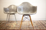 Textured elephant grey PAW chair fiberglass shell, rope edge, and birch swivel base.