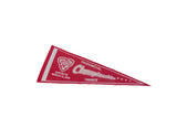 Vintage red felt Toronto Provincial Championships 2000 pennant presented at an angle.