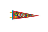 Circa 1970s vintage Florida felt pennant, red with yellow illustrated 'FLORIDA' text.