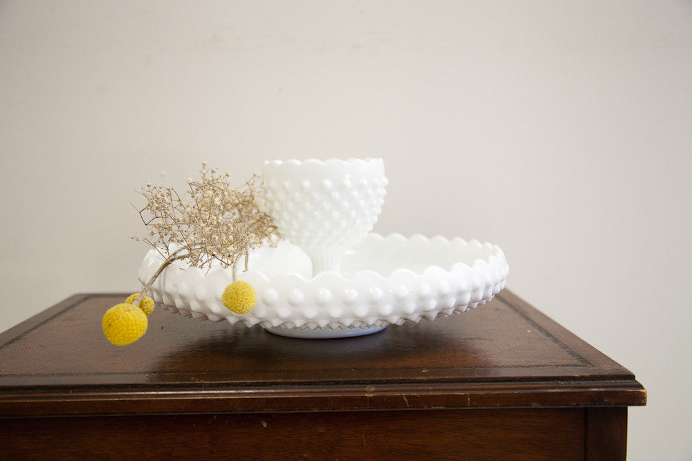 Milk Glass Goblet and Bowl // ONH Item 1153