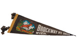 Full length of the vintage Brockway Mt. Drive Michigan pennant shown at an angle.