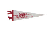 Vintage Sauble Beach Ontario felt pennant with red beach scene on cream, 6x18 inches.