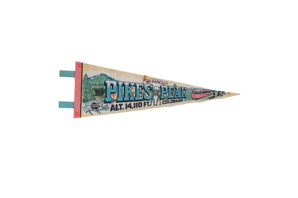 Pikes Peak Altitude 14,110 ft. Colorado Felt Flag Pennant // ONH Item 11534