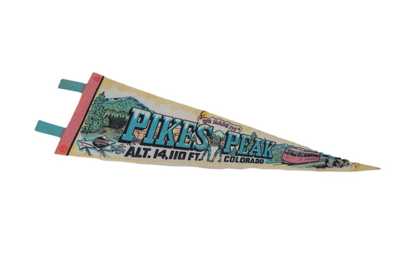 Pikes Peak Altitude 14,110 ft. Colorado Felt Flag Pennant // ONH Item 11534 Image 1